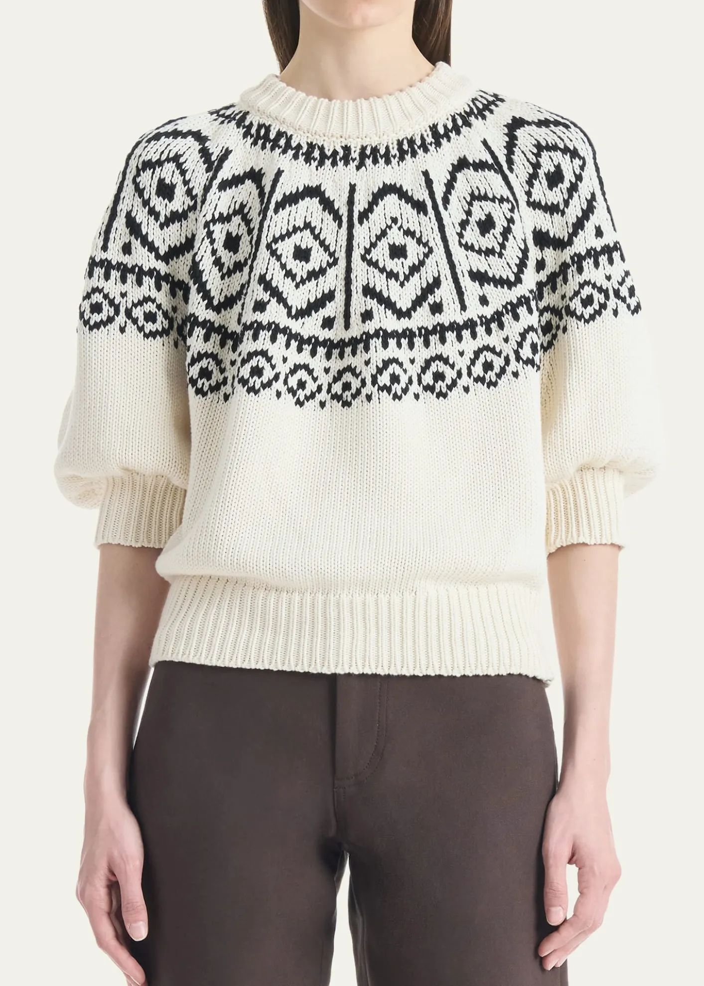 AltuzarraHoward Fair Isle Short Puff-Sleeve Sweater