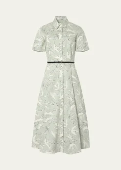 AltuzarraKieran Bird-Print Cotton Belted Midi Shirtdress