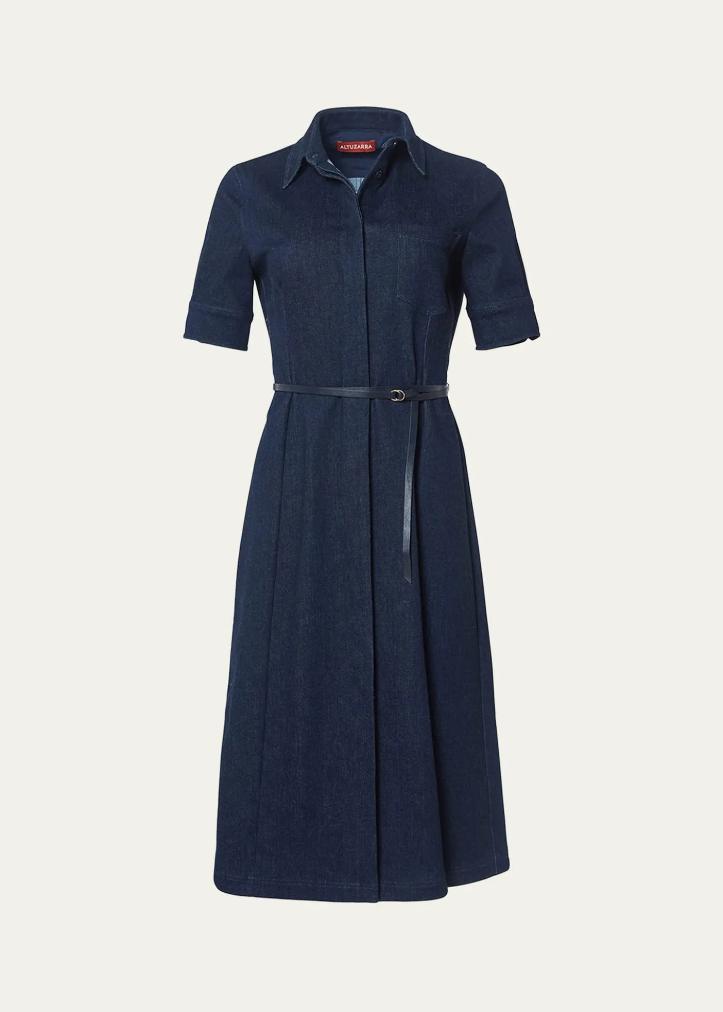 AltuzarraKieran Denim Leather Belted Midi Dress
