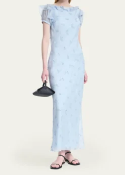 AltuzarraLafont Floral Embroidered Puff-Sleeve Maxi Dress