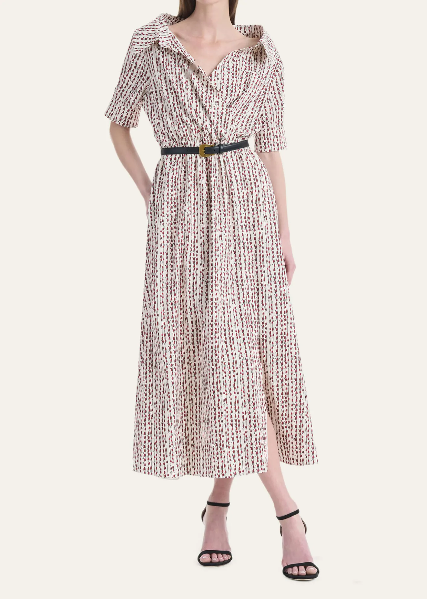 AltuzarraLydia Abstract-Print Waist-Tie Midi Shirtdress