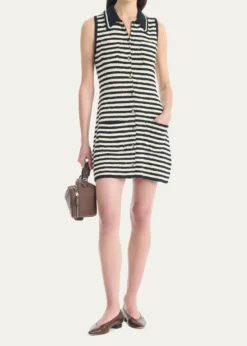 AltuzarraMamie Striped Knit Button-Front Mini Polo Dress