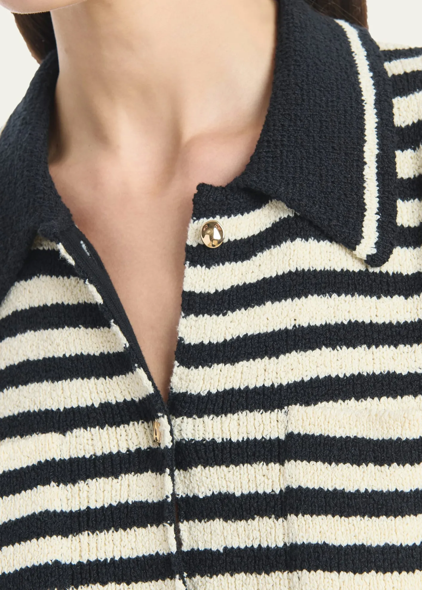 AltuzarraMamie Striped Knit Button-Front Mini Polo Dress