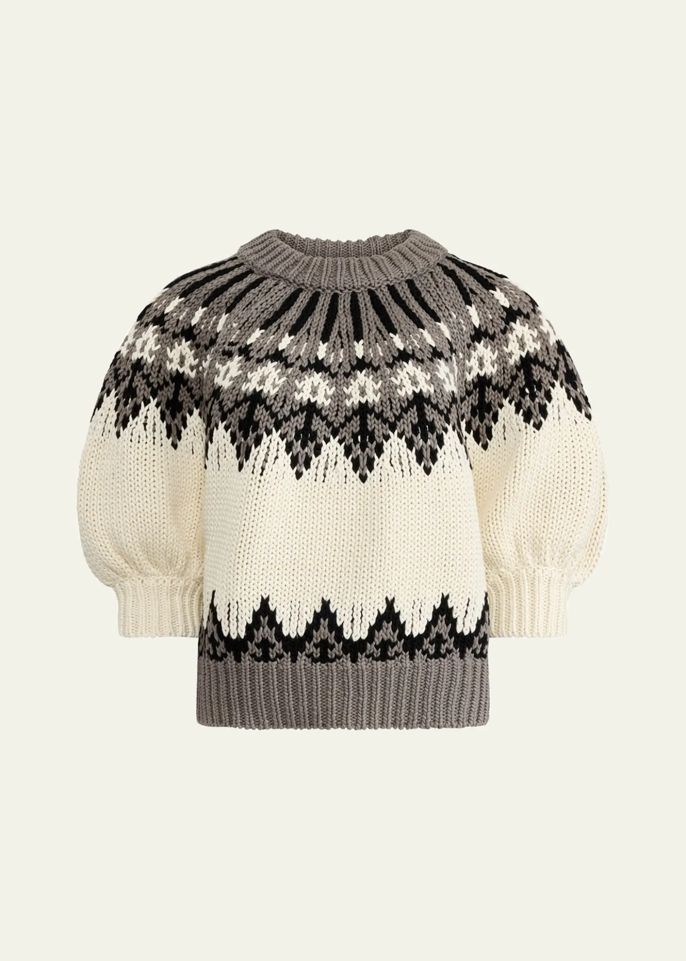 AltuzarraMarty Fair Isle Short Puff-Sleeve Sweater