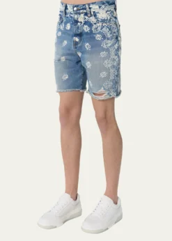 AmiriMen's Bleach Bandana Denim Shorts