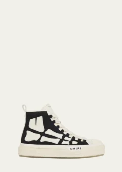 AmiriMen's Skel Court Canvas and Leather High-Top Sneakers