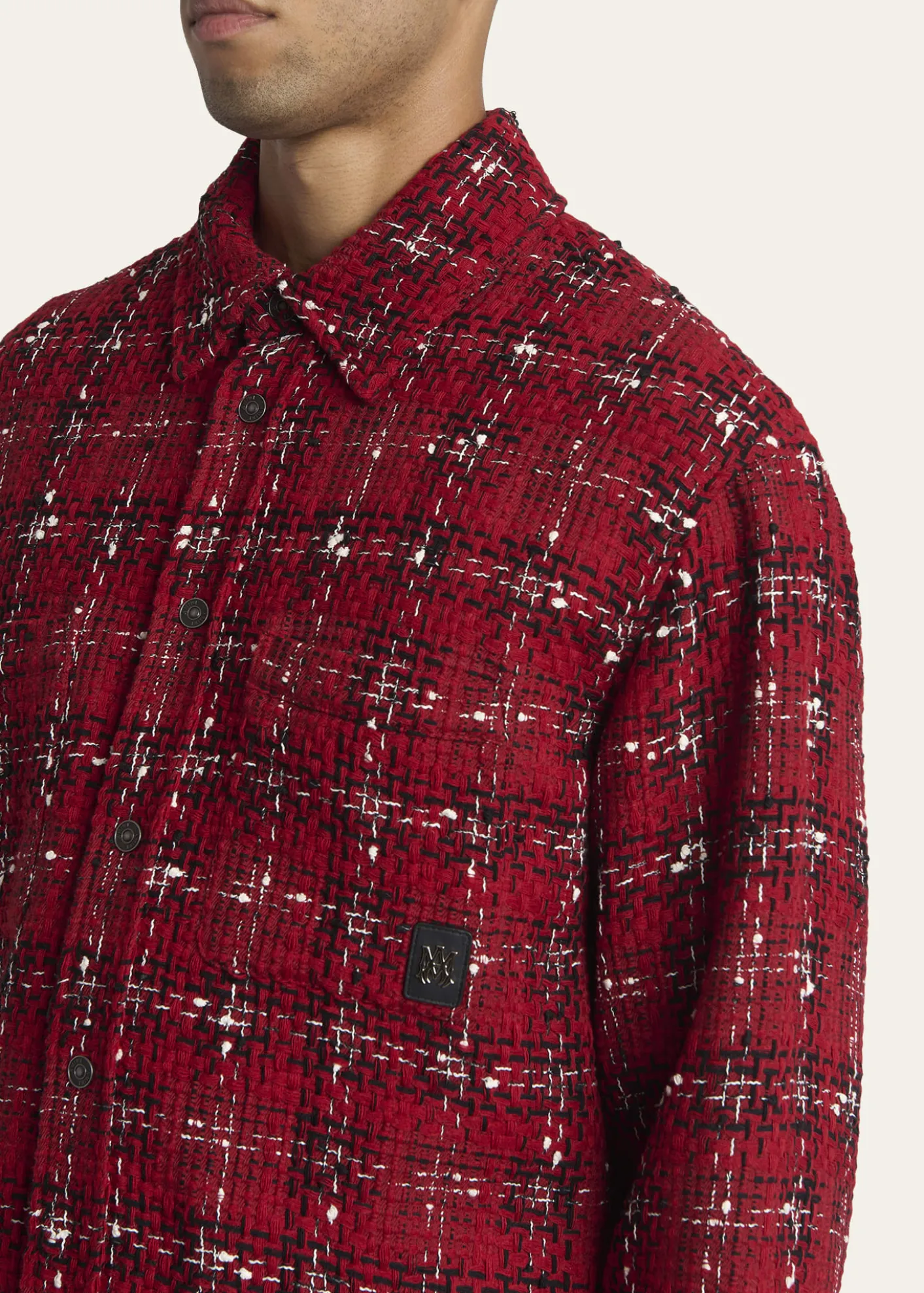 AmiriMen's Tweed Flannel Snap-Front Overshirt