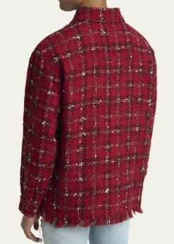 AmiriMen's Tweed Flannel Snap-Front Overshirt
