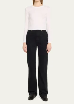 AMO DenimBabe Cropped Long-Sleeve Cotton Tee