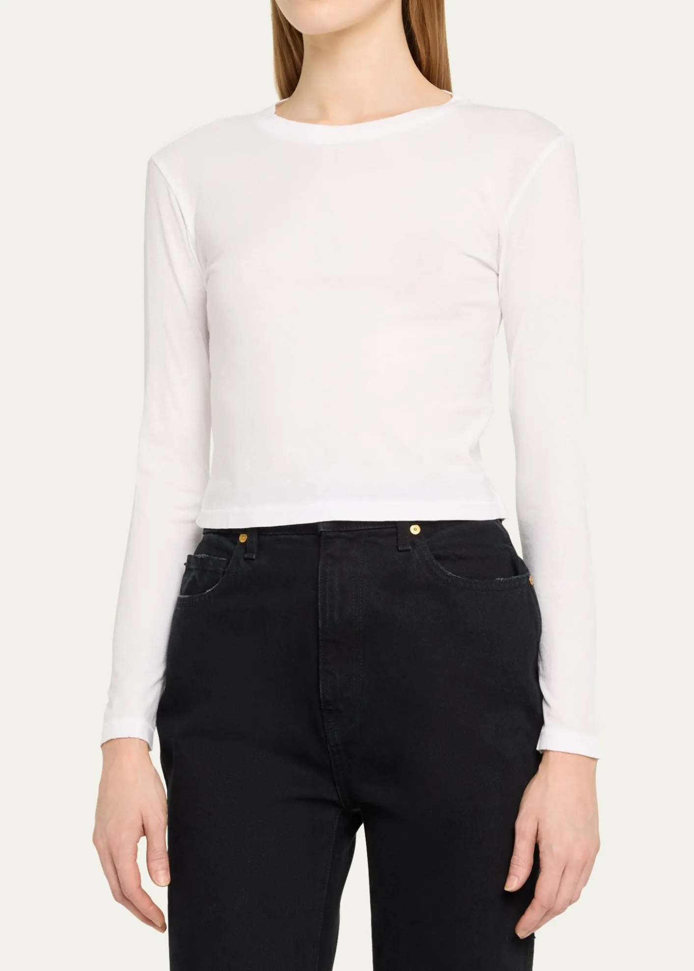 AMO DenimBabe Cropped Long-Sleeve Cotton Tee
