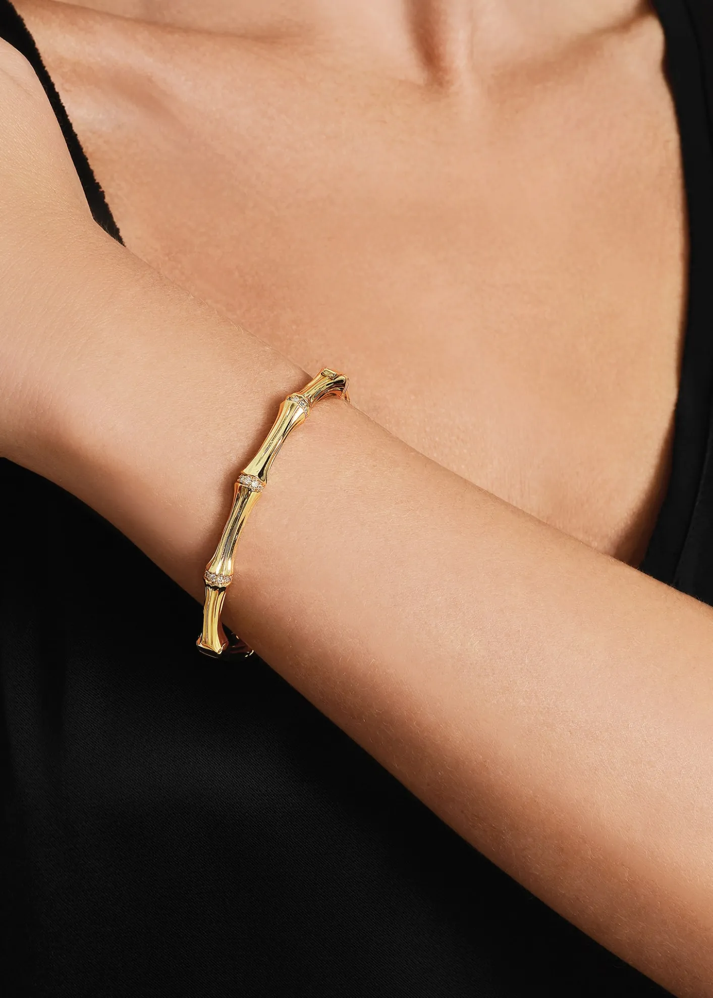 Anabel Aram JewelryCubic Zirconia Bamboo Bangle Bracelet