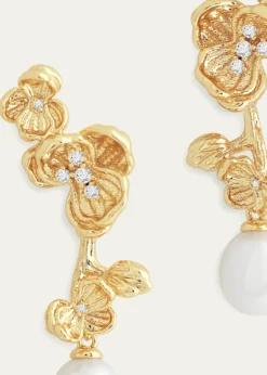 Anabel Aram JewelryCubic Zirconia Orchid Pearl Drop Earrings