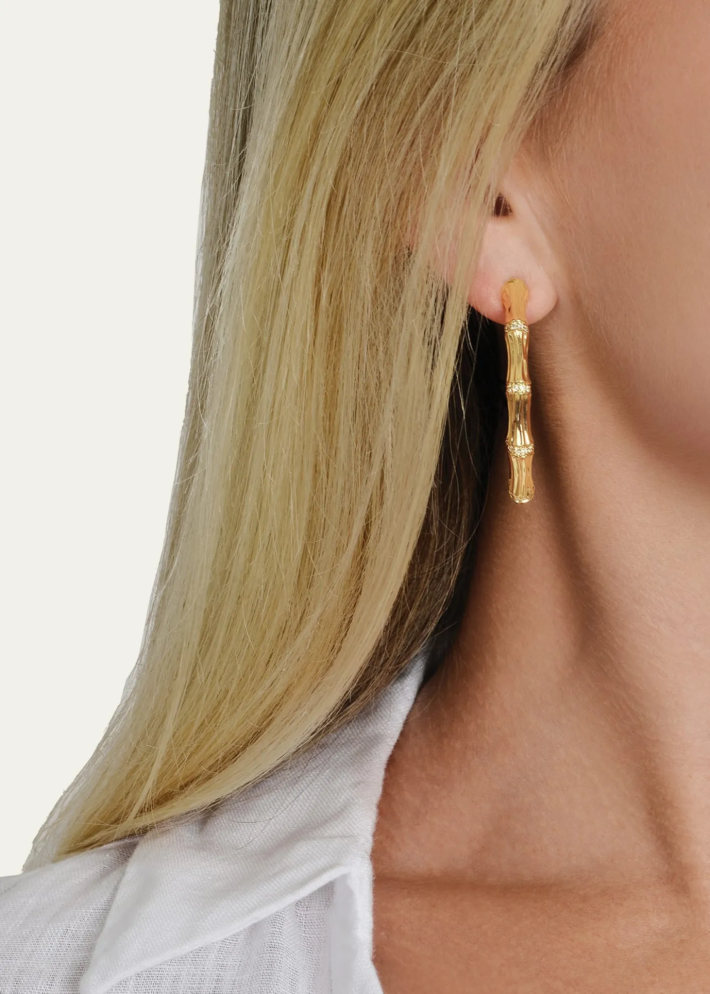 Anabel Aram JewelryCubic Zirconia Bamboo Hoop Earrings