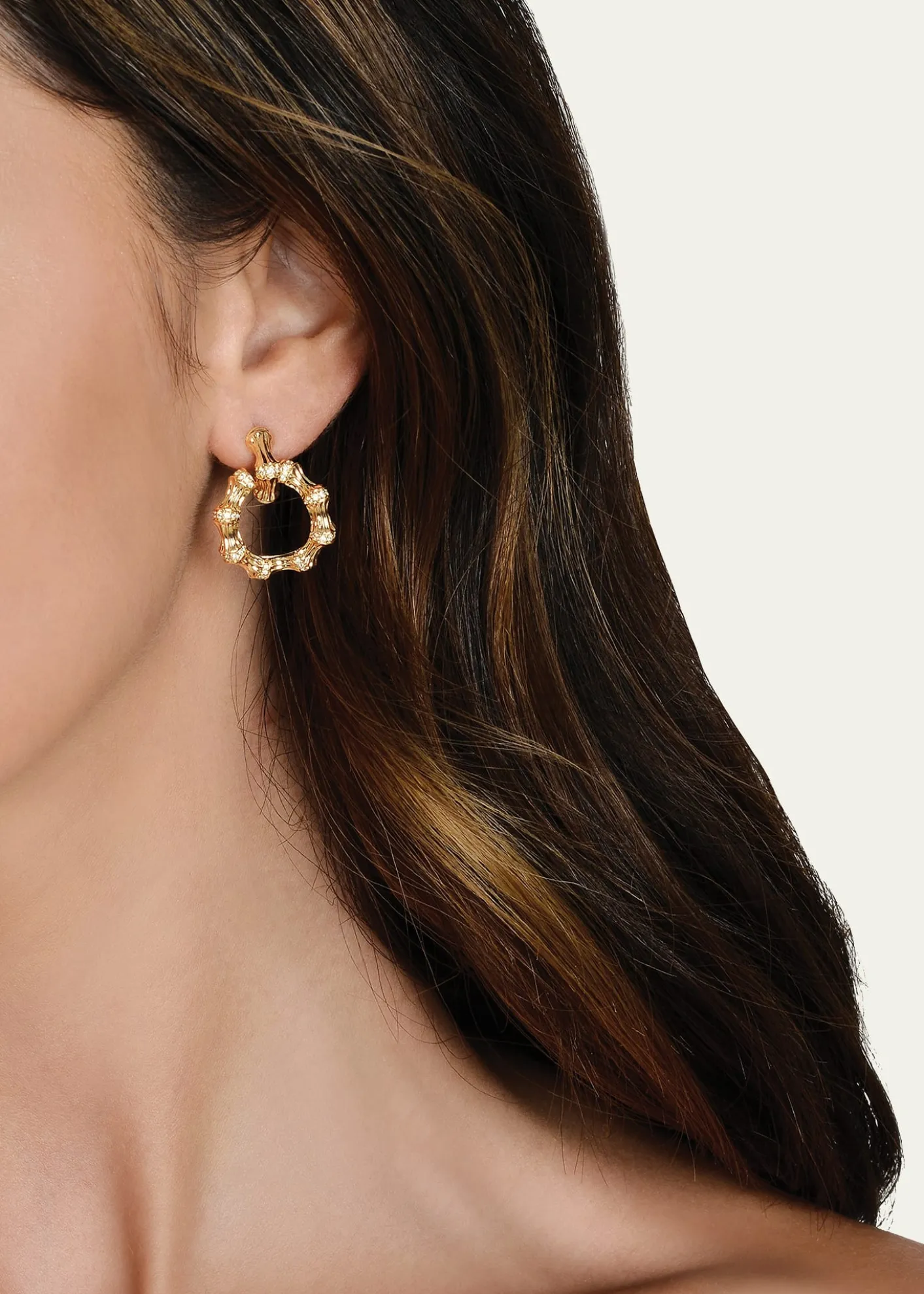 Anabel Aram JewelryCubic Zirconia Bamboo Double Hoop Earrings