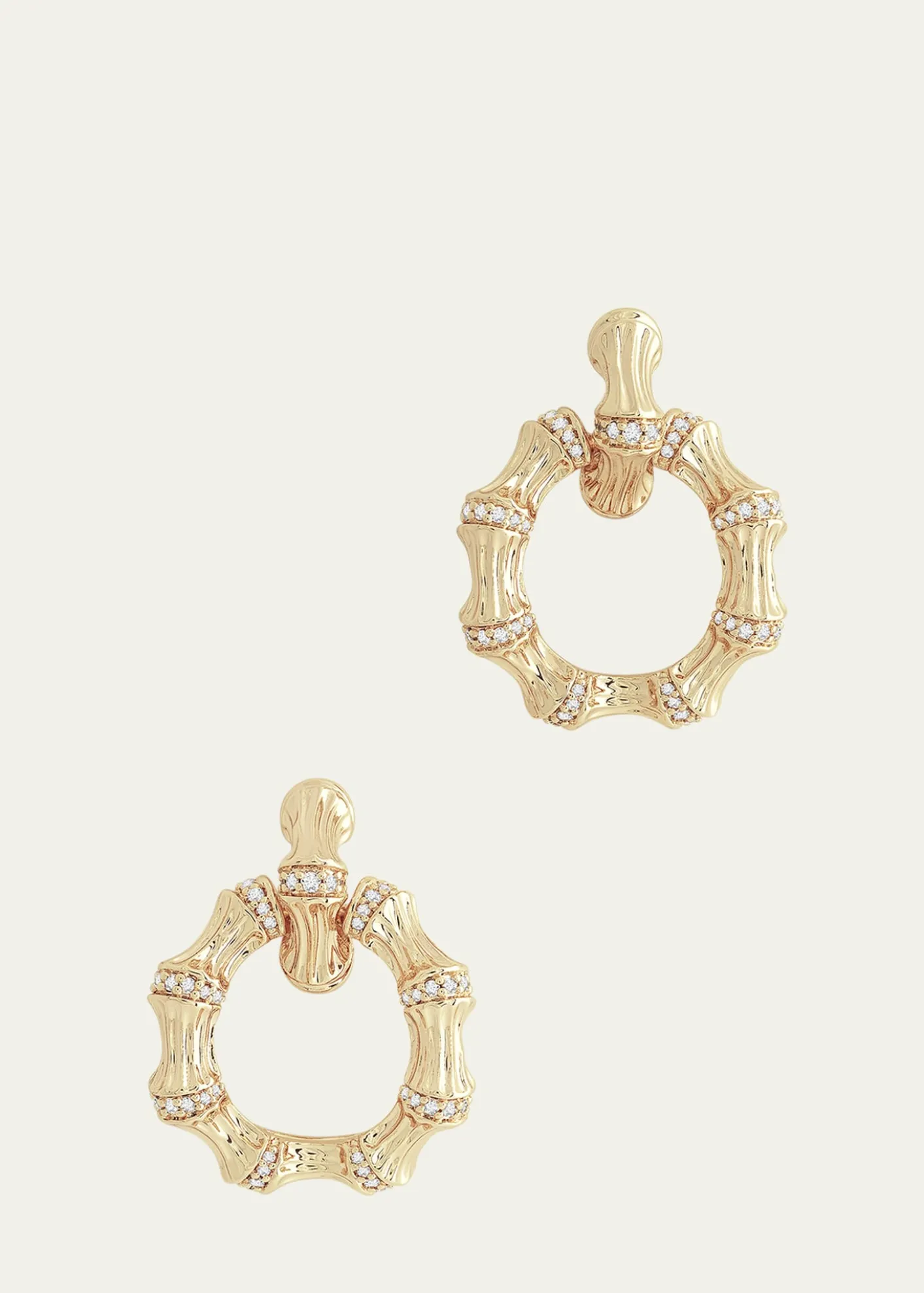 Anabel Aram JewelryCubic Zirconia Bamboo Double Hoop Earrings