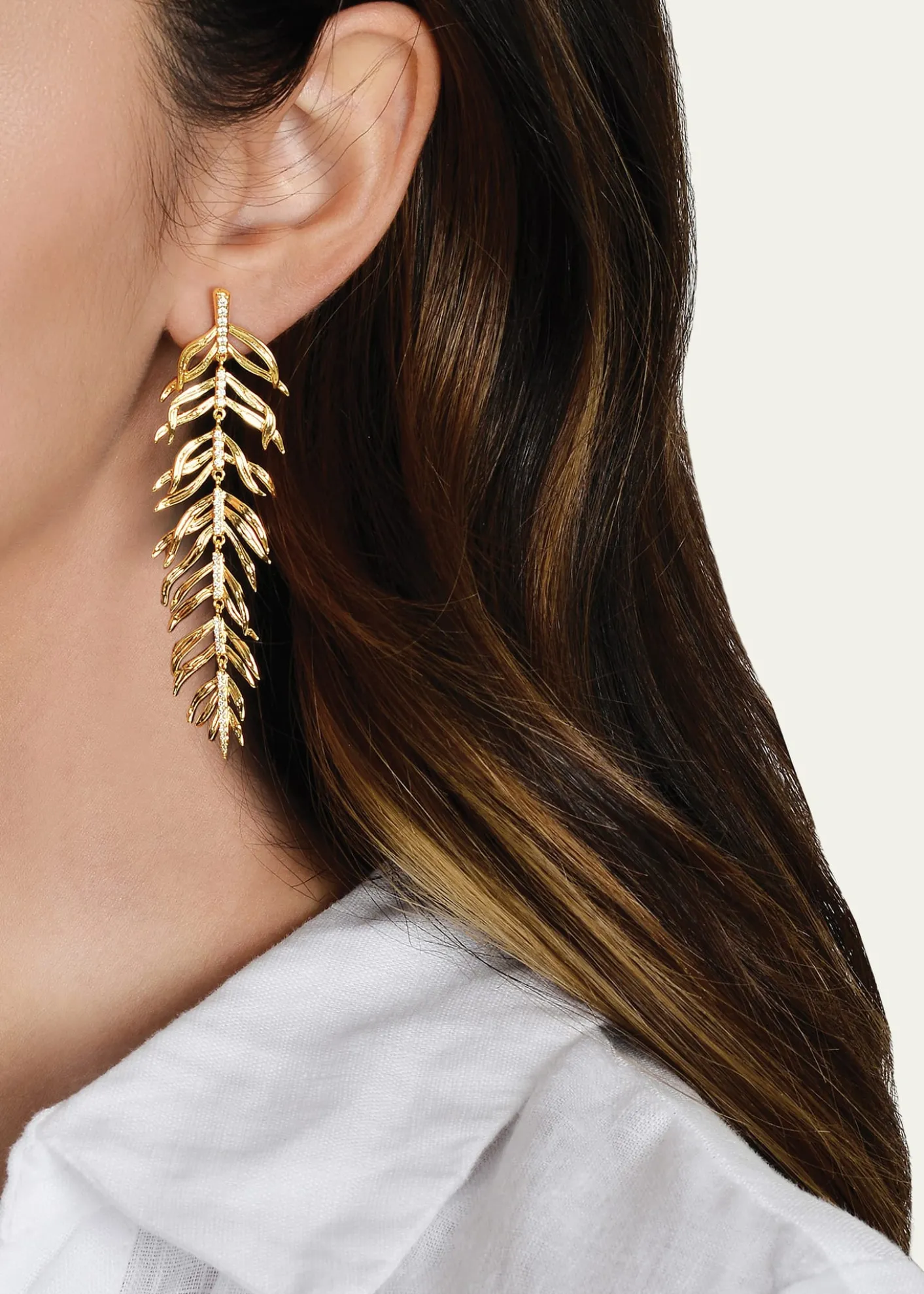 Anabel Aram JewelryCubic Zirconia Palm Leaves Earrings