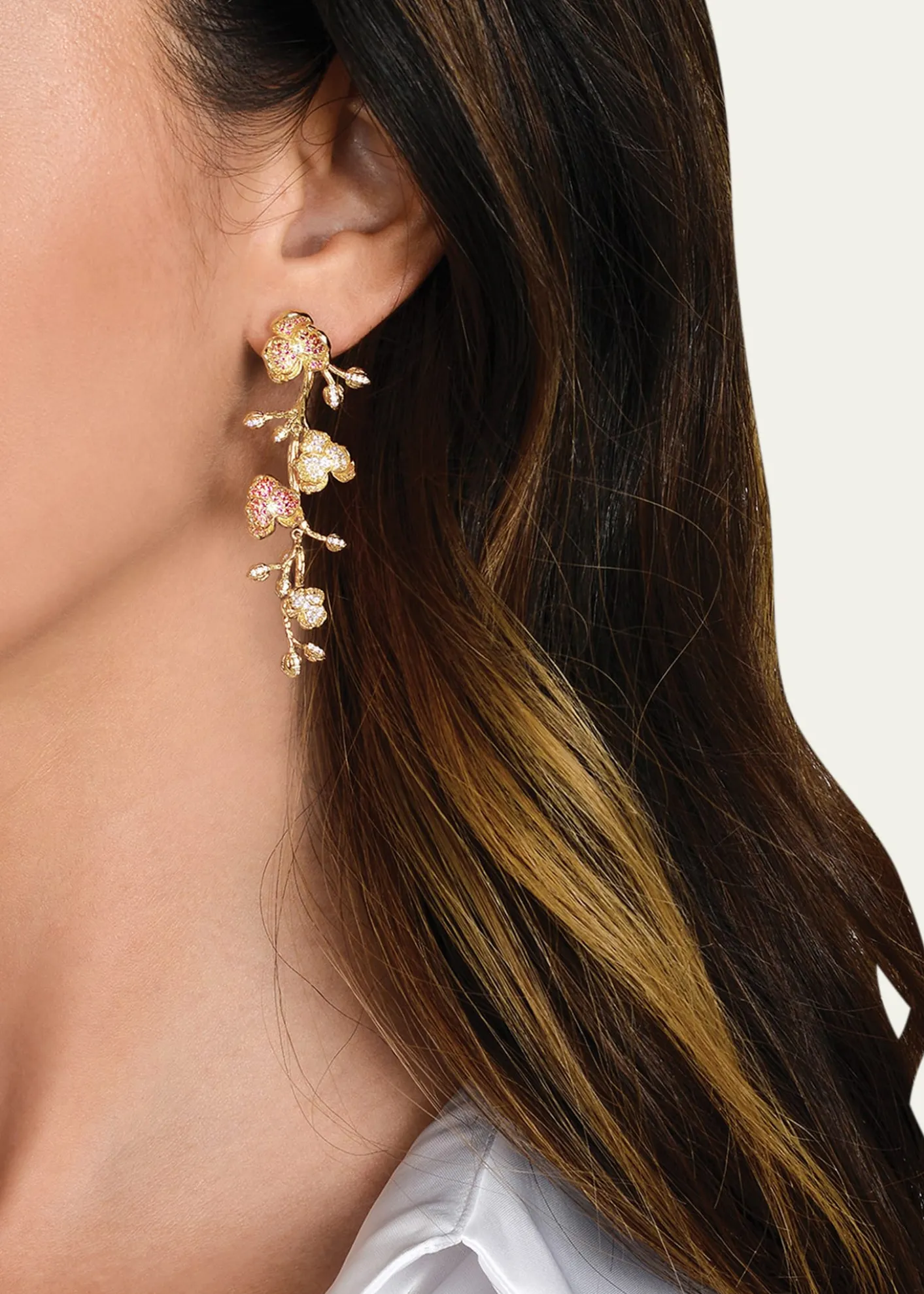 Anabel Aram JewelryCubic Zirconia Orchid Dangle Earrings