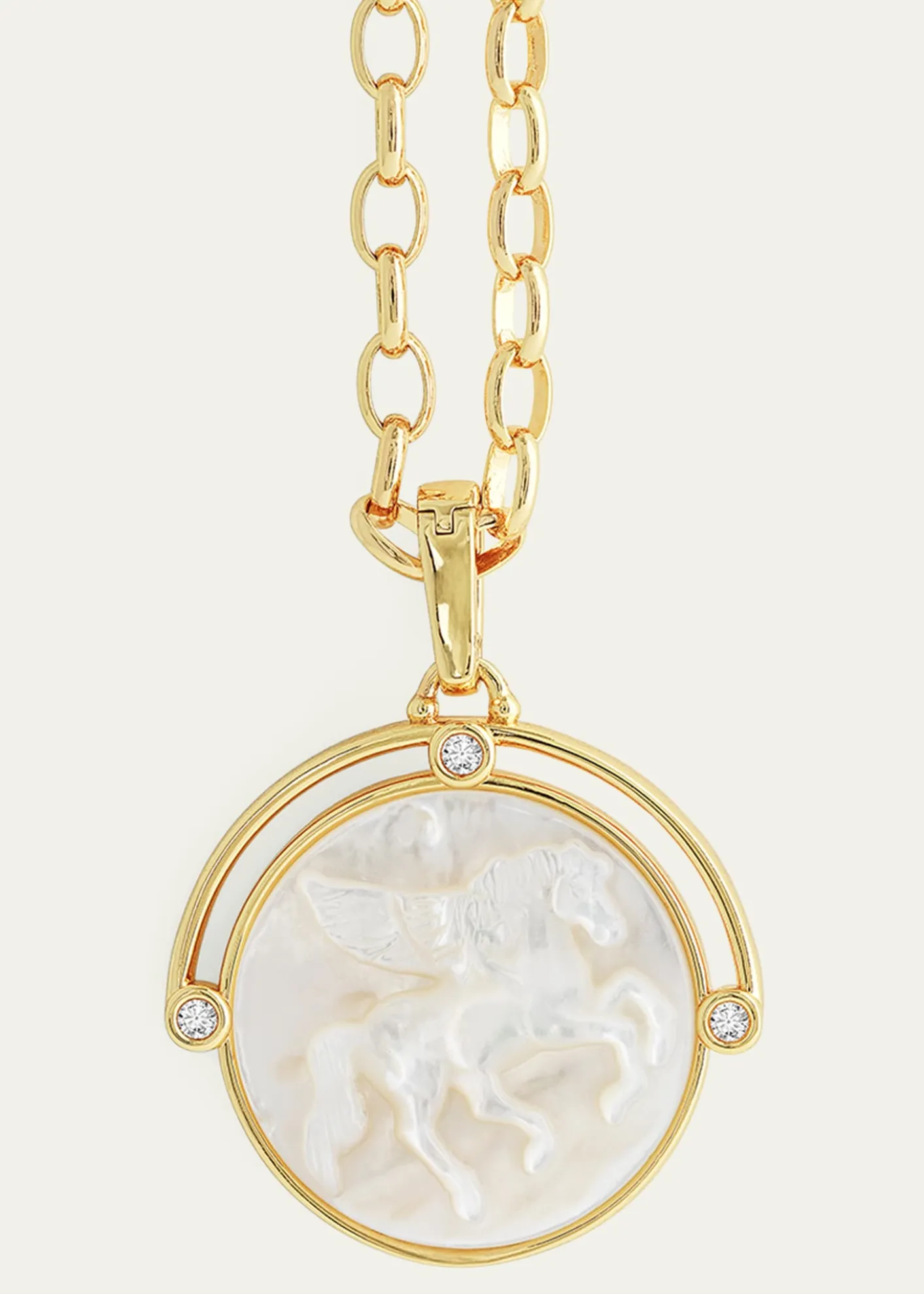 Anabel Aram JewelryPegasus Mother-of-Pearl Coin Pendant Necklace