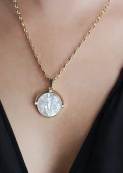 Anabel Aram JewelryPegasus Mother-of-Pearl Coin Pendant Necklace