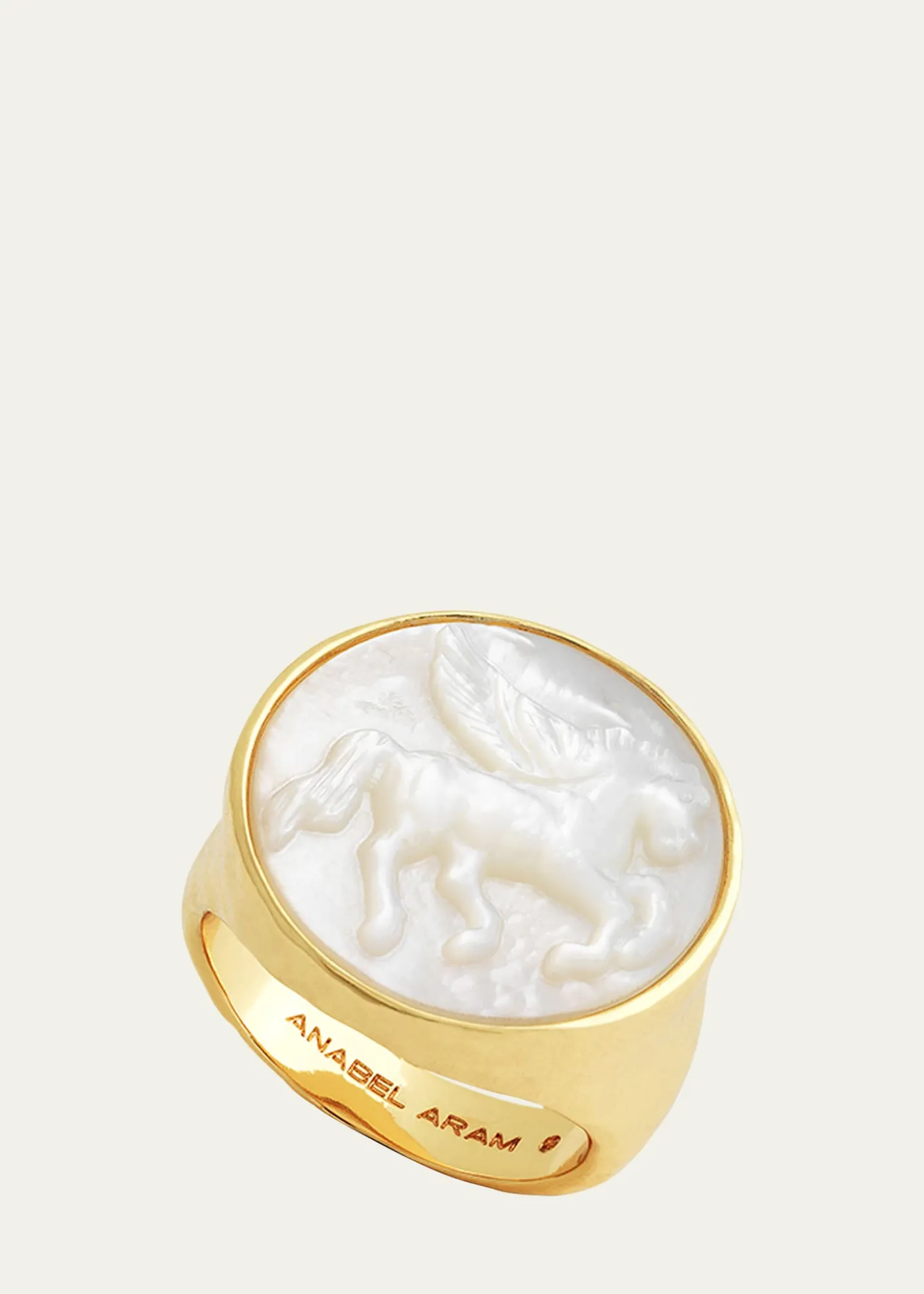 Anabel Aram JewelryPegasus Mother-of-Pearl Coin Signet Ring