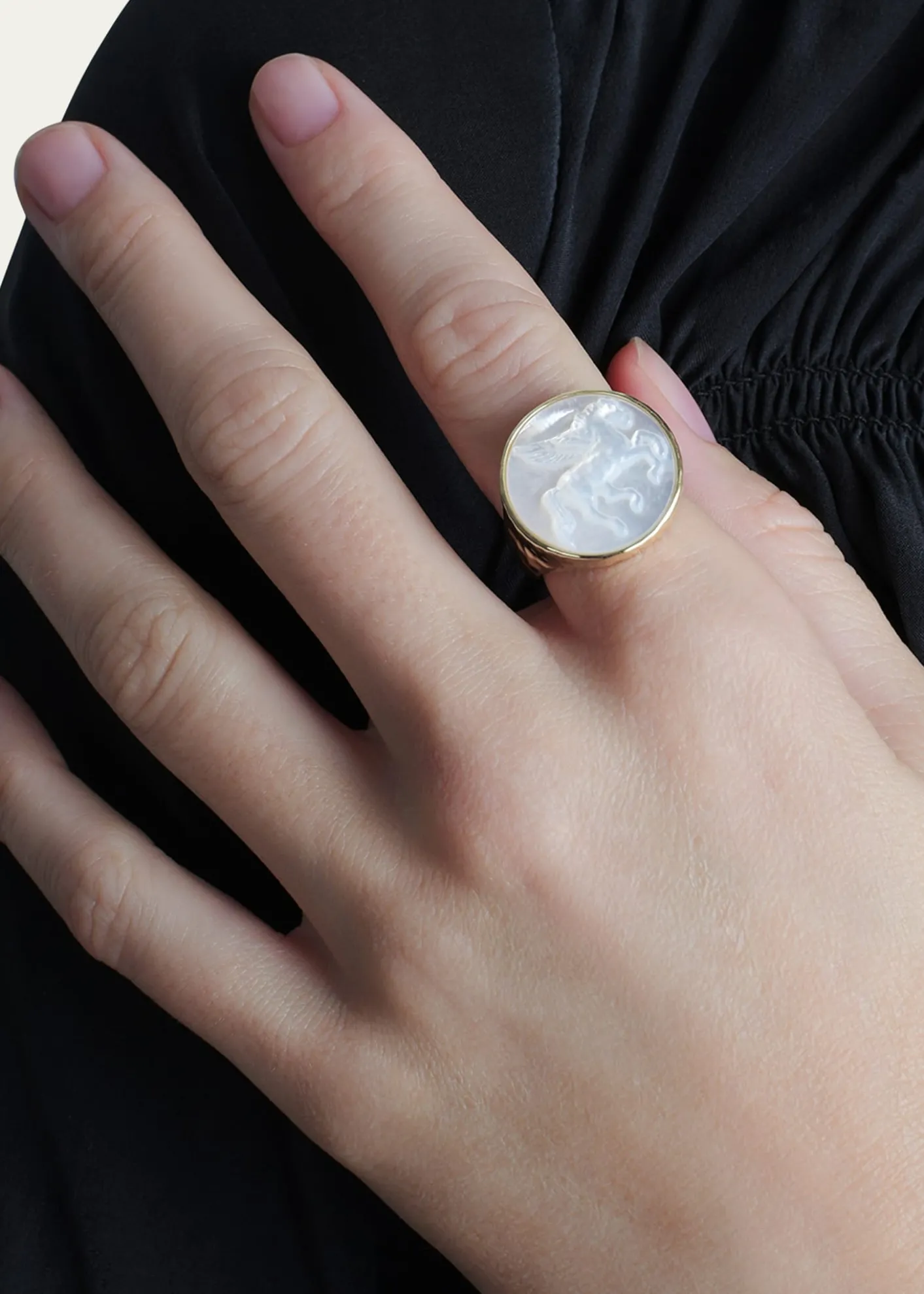 Anabel Aram JewelryPegasus Mother-of-Pearl Coin Signet Ring