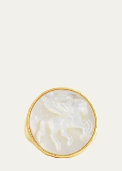 Anabel Aram JewelryPegasus Mother-of-Pearl Coin Signet Ring