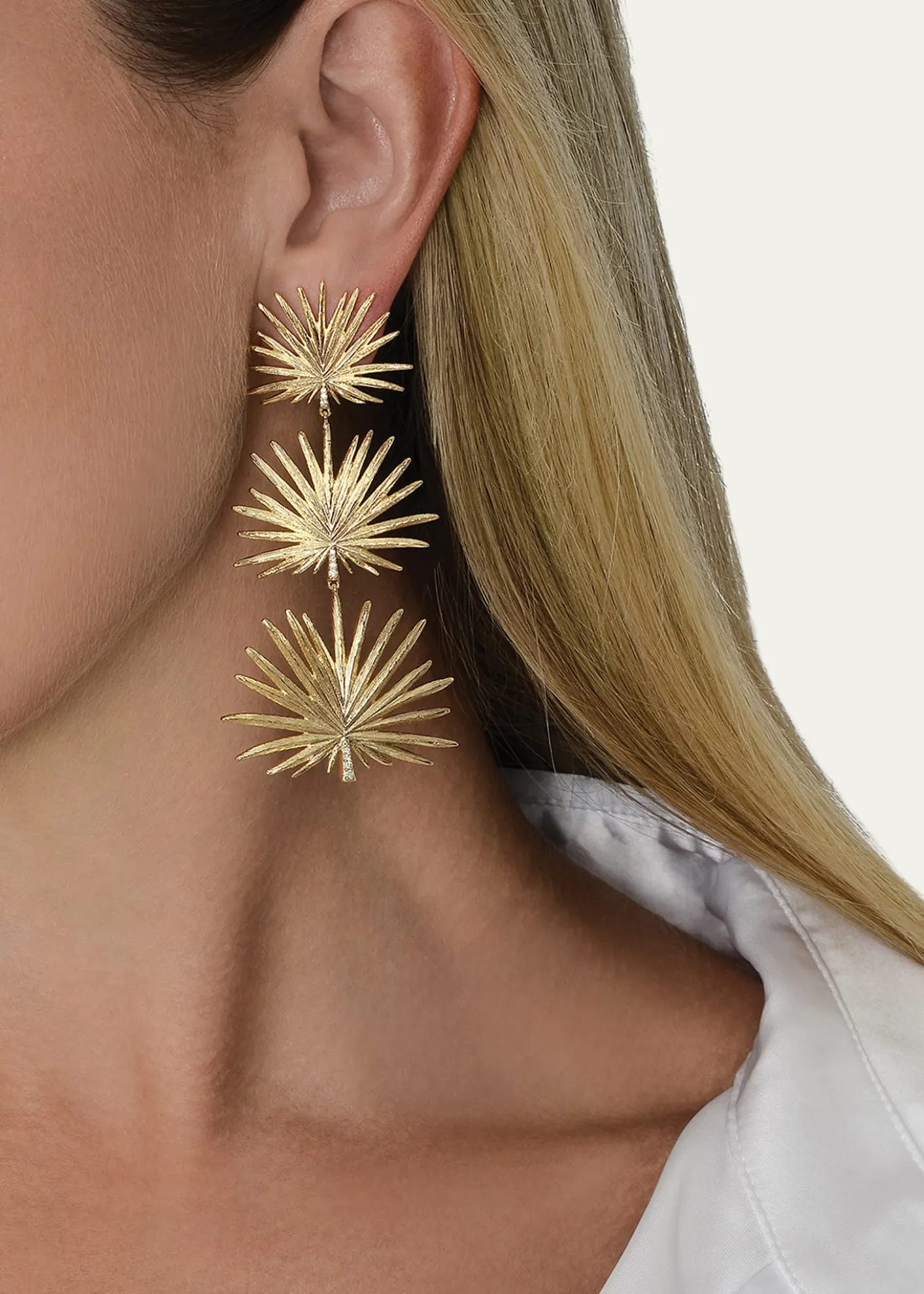 Anabel Aram JewelryTriple Fan Palm Dangle Earrings, Large