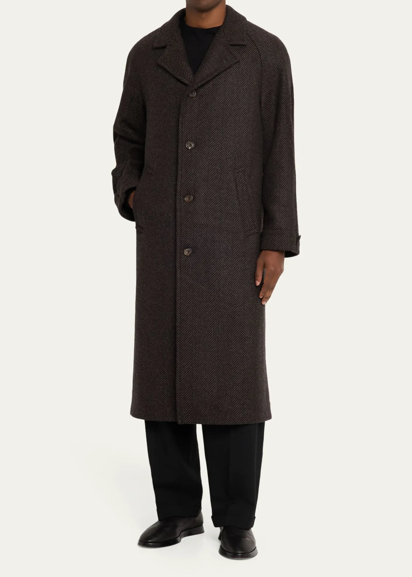 Anderson & SheppardMen's Herringbone Wool Overcoat