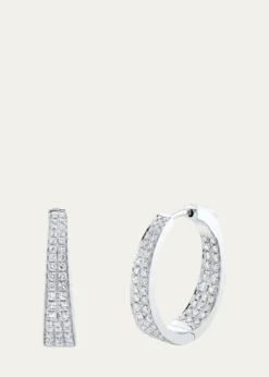 Anita Ko18K White Gold Diamond Meryl Hoop Earrings
