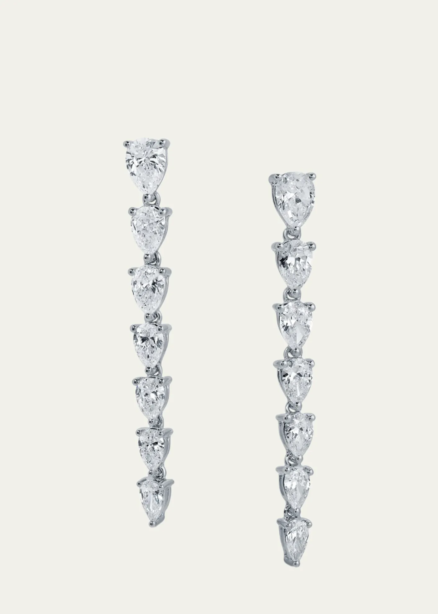 Anita Ko18K White Gold Sept Graduated Pear Diamond Drop Earrings
