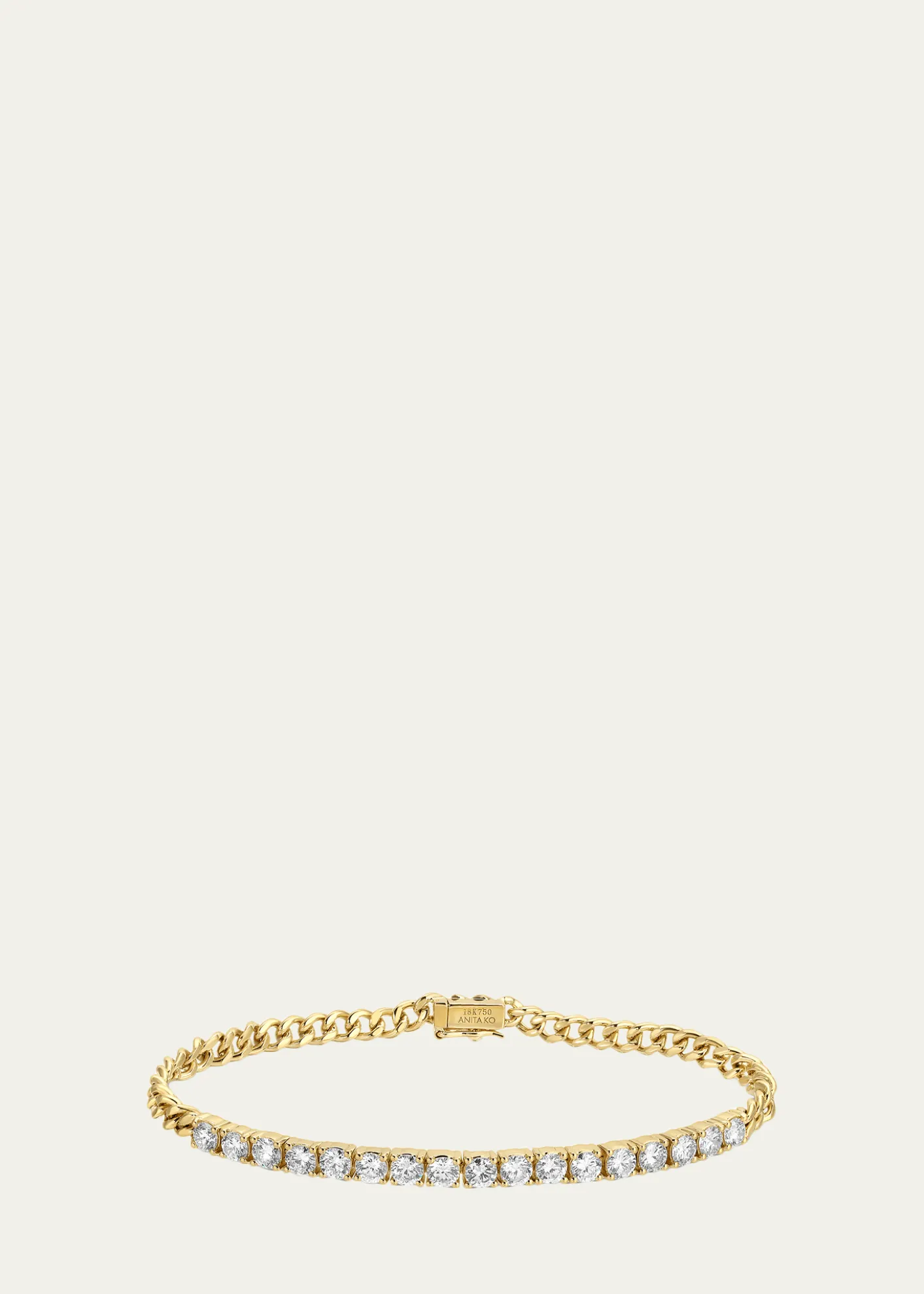 Anita Ko18K Yellow Gold Cuban Link and Diamond Line Bracelet