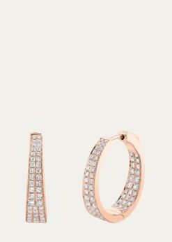Anita Ko18K Rose Gold Classic Medium Diamond Meryl Hoop Earrings