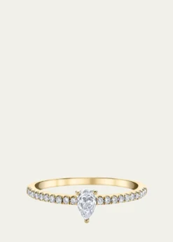Anita Ko18K Yellow Gold Me/You Pear Shaped Diamond Pave Ring