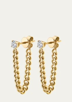 Anita Ko18K Yellow Gold Round Diamond Cuban Link Loop Earrings