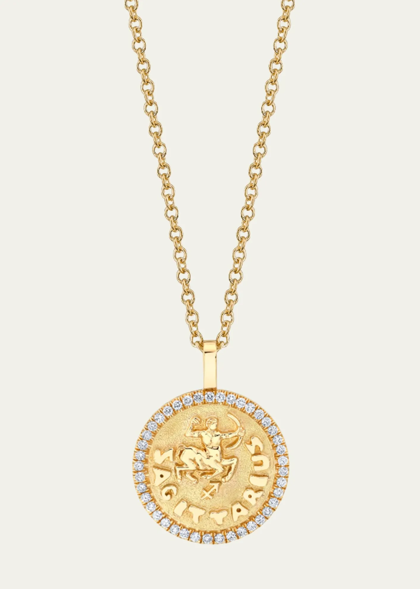 Anita Ko18K Yellow Gold Small Sagittarius Coin Pendant Necklace with Diamonds