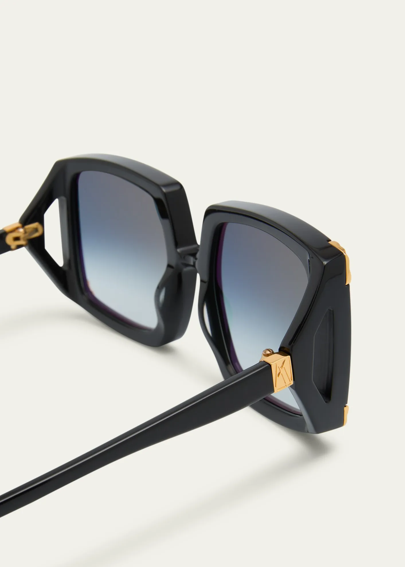 Anna-Karin KarlssonStrawberry Moon Square Black Acetate & Gold-Plated Steel Sunglasses