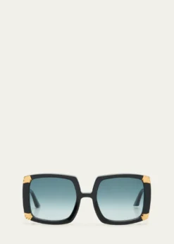 Anna-Karin KarlssonStrawberry Moon Square Black Acetate & Gold-Plated Steel Sunglasses
