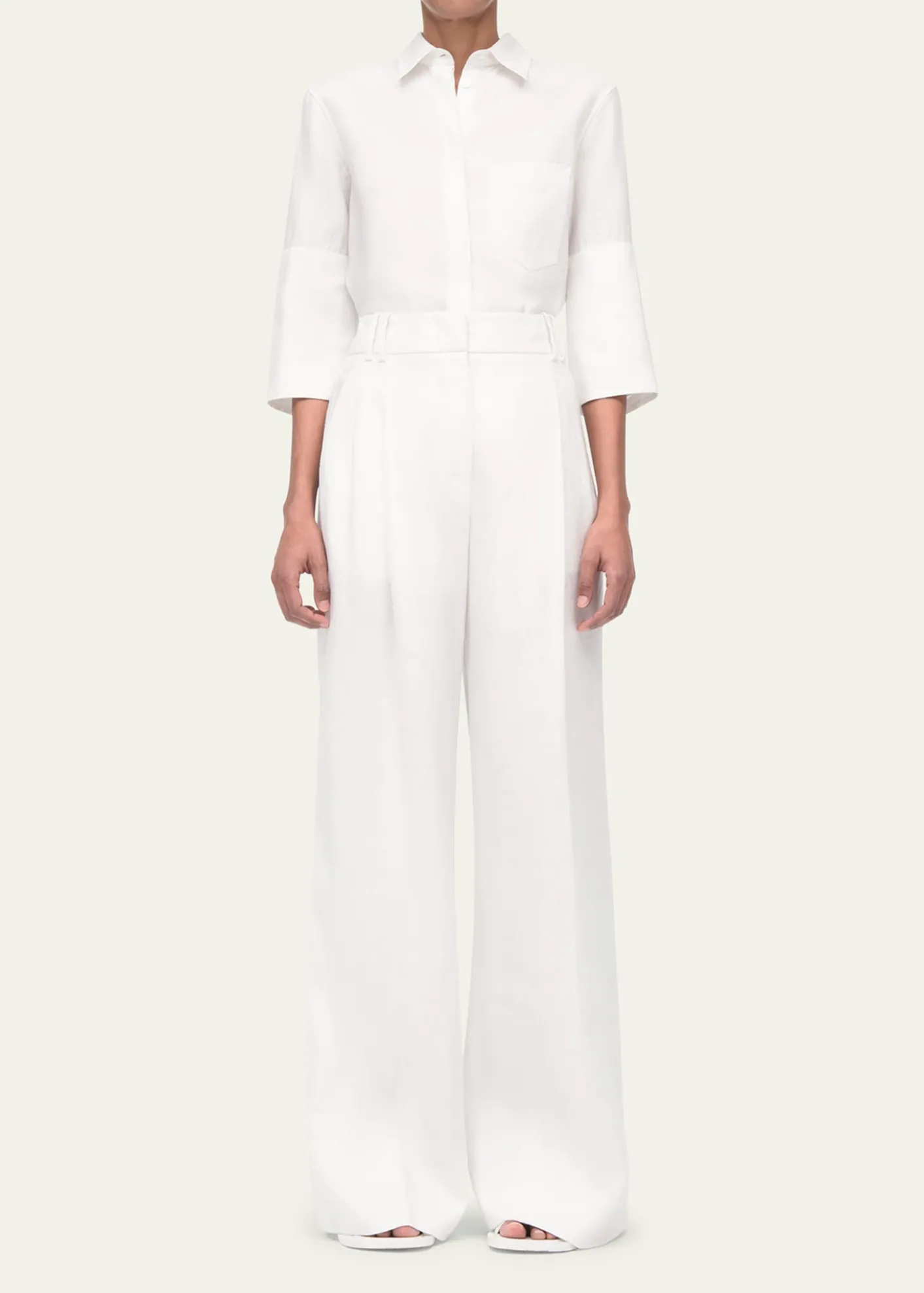Another TomorrowPleated Front Wide-Leg Linen Trousers