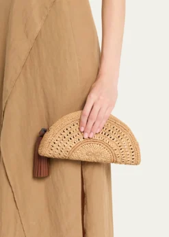 Anya HindmarchHalf Moon Raffia Bow Clutch Bag