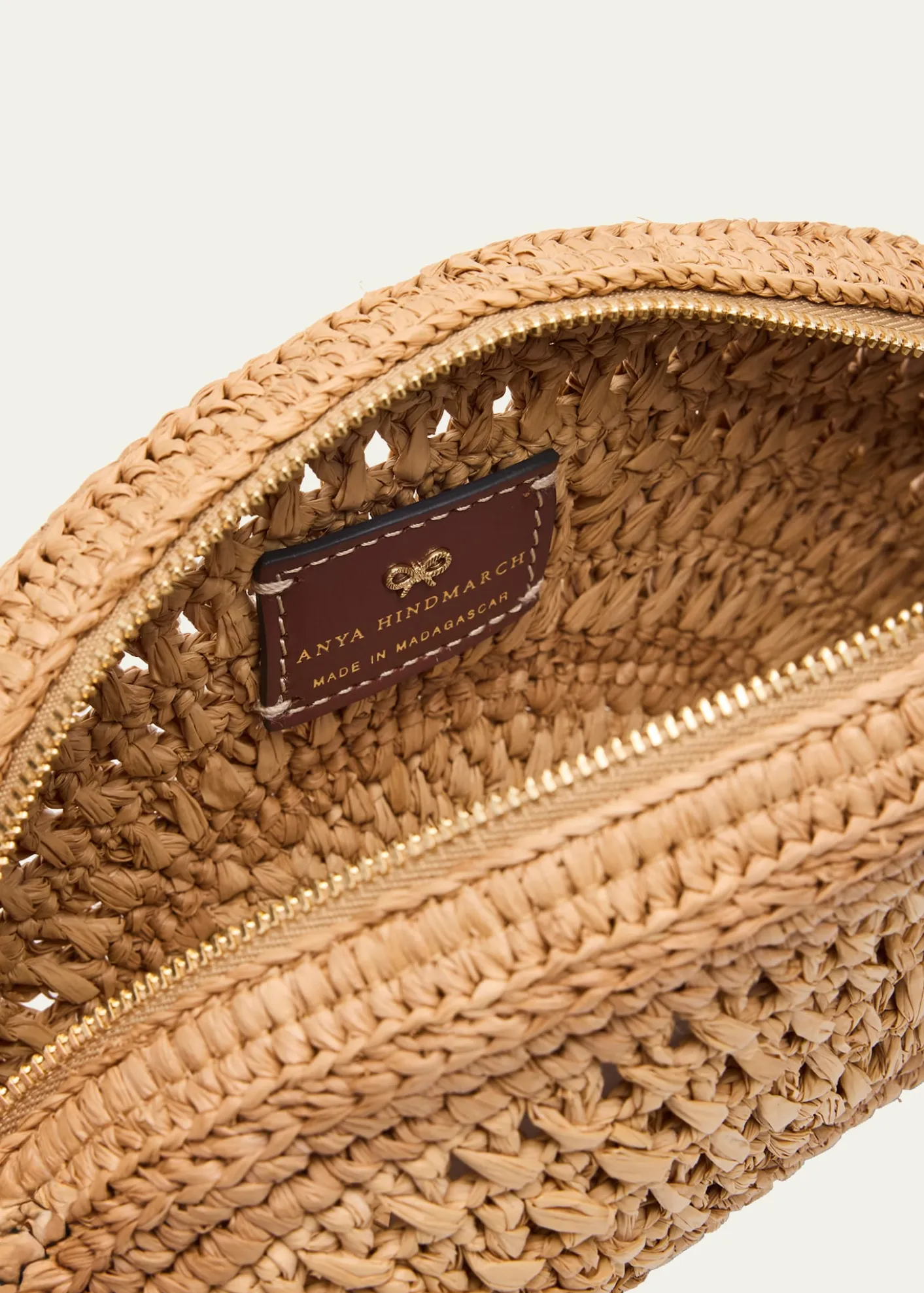 Anya HindmarchHalf Moon Raffia Bow Clutch Bag