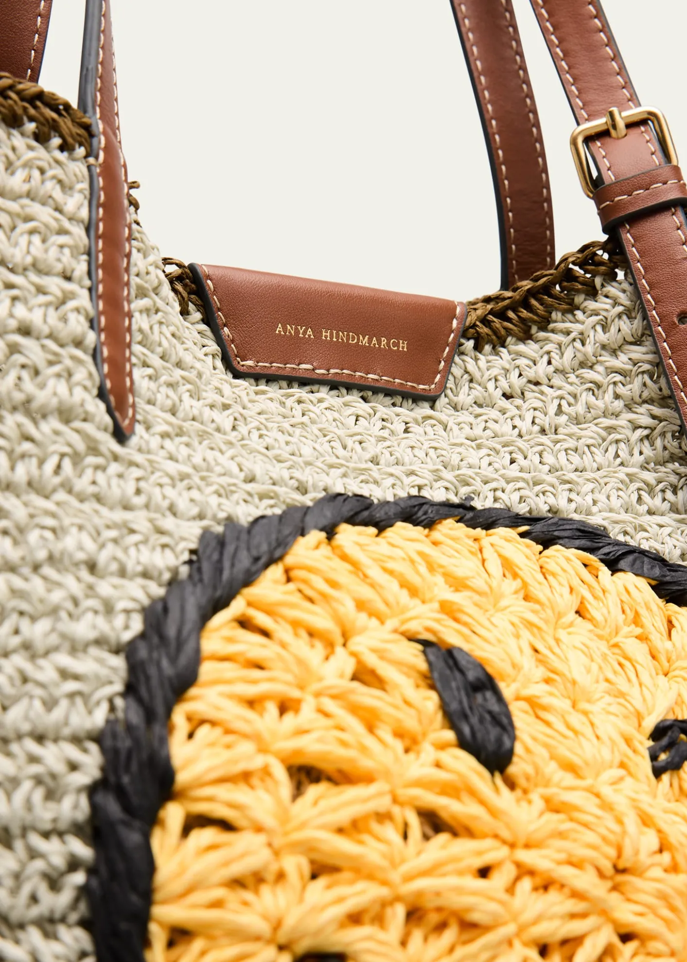 Anya HindmarchWink Embroidered Raffia Tote Bag