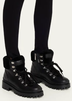 AquataliaCoralie Leather & Shearling Hiking Boots