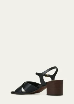 Aquatalia55mm Domenica Leather Block-Heel Sandals