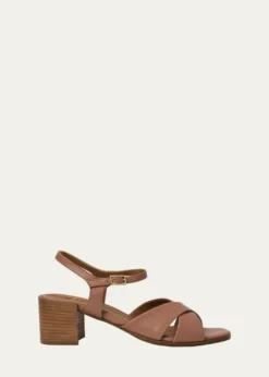 Aquatalia55mm Domenica Leather Block-Heel Sandals