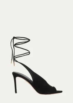 Aquazzura85mm Lisa Suede Lace-Up Sandals