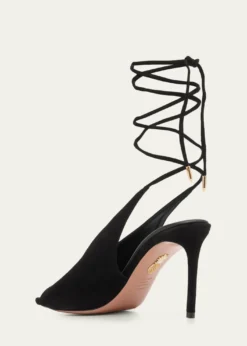 Aquazzura85mm Lisa Suede Lace-Up Sandals