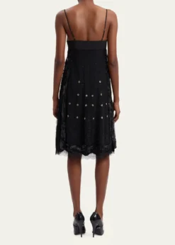 16ARLINGTONDorit Lace-Trim Silk Midi Dress
