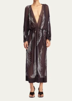 16ARLINGTONSilas Embellished Feather Midi Dress