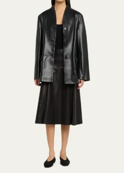 ArmaJuno Button-Down Leather Jacket