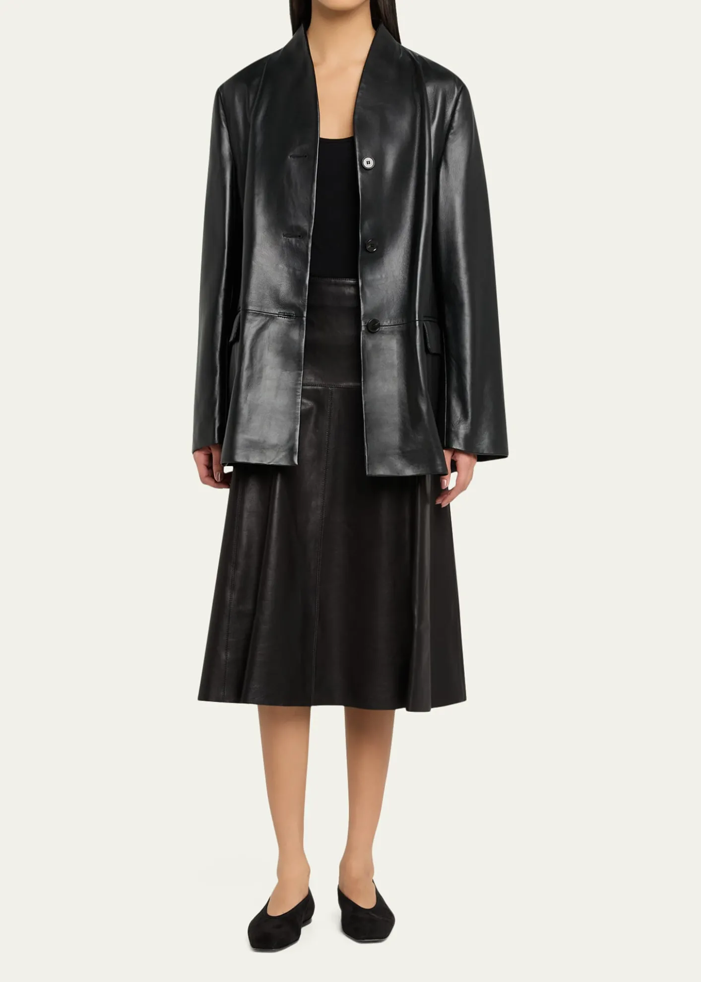 ArmaJuno Button-Down Leather Jacket